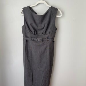 Adrienne Vittadini Gray Sheath Midi Dress for Work
